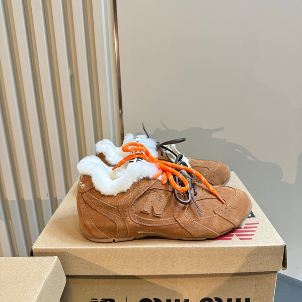 Miu x Balance 530 SL Sneakers Marrone Giallo Fodera in Pile Scamosciato