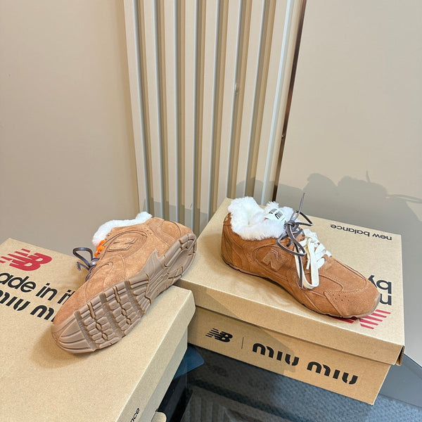 Miu x Balance 530 SL Sneakers Marrone Giallo Fodera in Pile Scamosciato