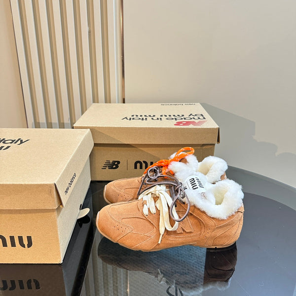 Miu x Balance 530 SL Sneakers Marrone Giallo Fodera in Pile Scamosciato