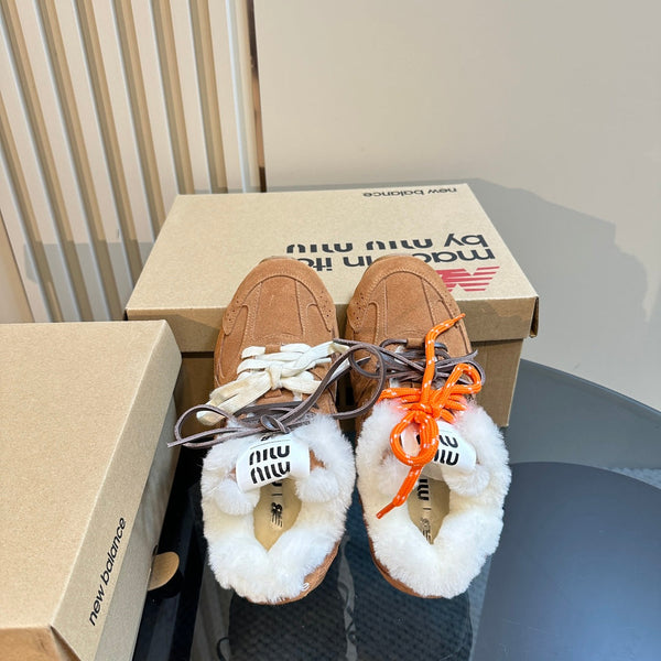 Miu x Balance 530 SL Sneakers Marrone Giallo Fodera in Pile Scamosciato