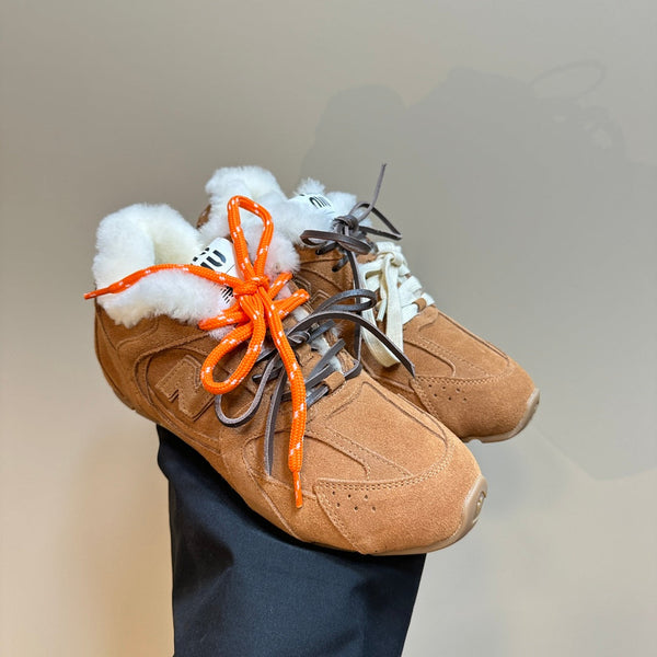 Miu x Balance 530 SL Sneakers Marrone Giallo Fodera in Pile Scamosciato