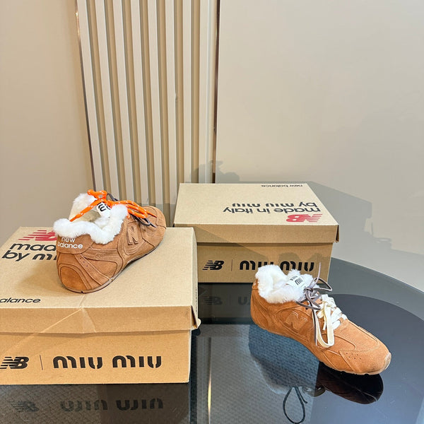 Miu x Balance 530 SL Sneakers Marrone Giallo Fodera in Pile Scamosciato