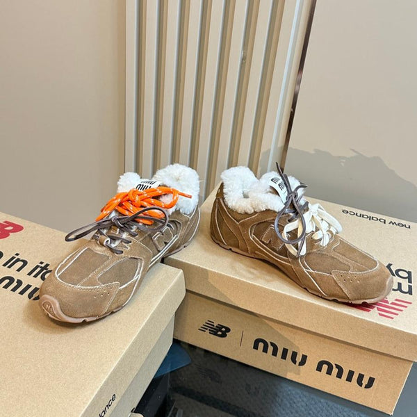 Miu x Balance 530 SL Sneakers Dark Brown Fleece Lining Suede