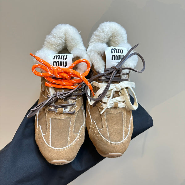 Sneakers Miu x Balance 530 SL in pile marrone scuro e pelle scamosciata