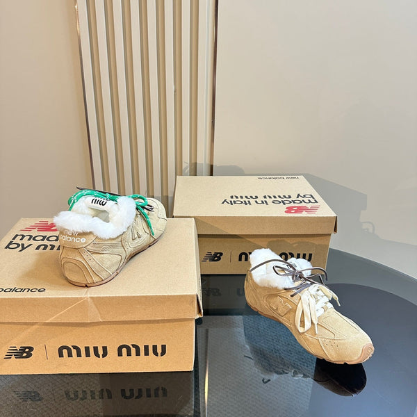 Miu x Balance 530 SL Sneakers Light Brown Fleece Lining Suede