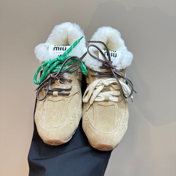 Miu x Balance 530 SL Sneakers Light Brown Fleece Lining Suede