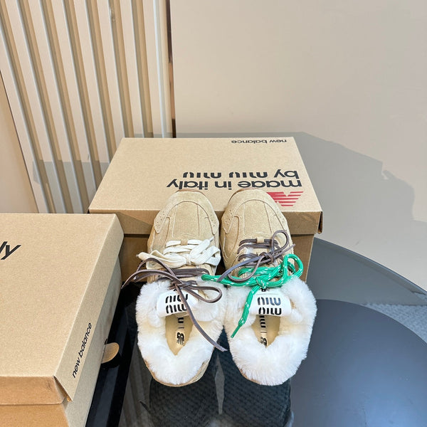 Miu x Balance 530 SL Sneakers Light Brown Fleece Lining Suede