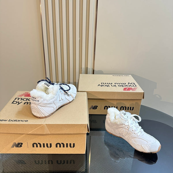Miu x Balance 530 SL Sneakers White Fleece Lining Suede