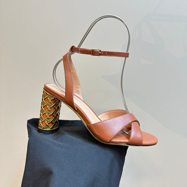 CD Icon Heeled Sandal 95mm Brown Calfskin