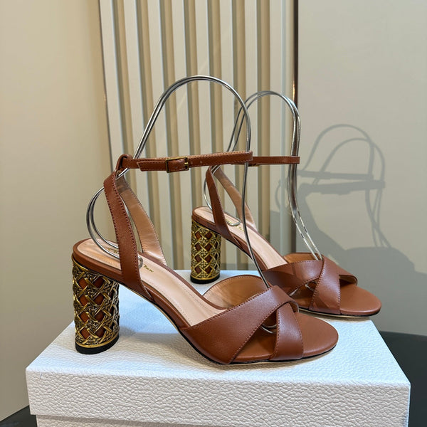CD Icon Heeled Sandal 95mm Brown Calfskin
