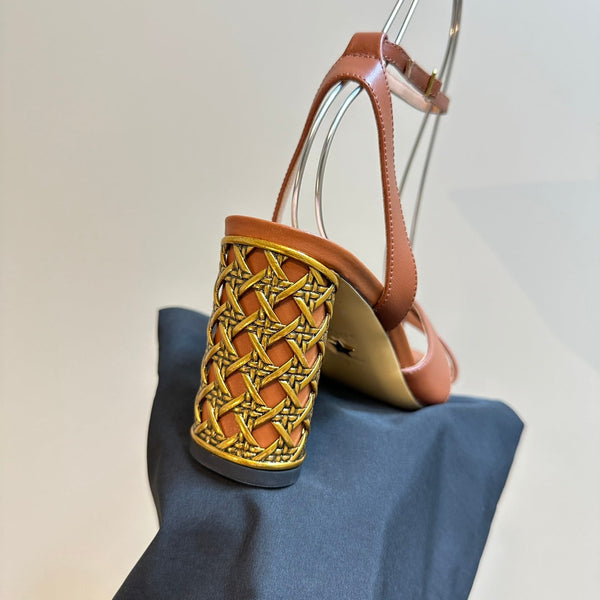 CD Icon Heeled Sandal 95mm Brown Calfskin