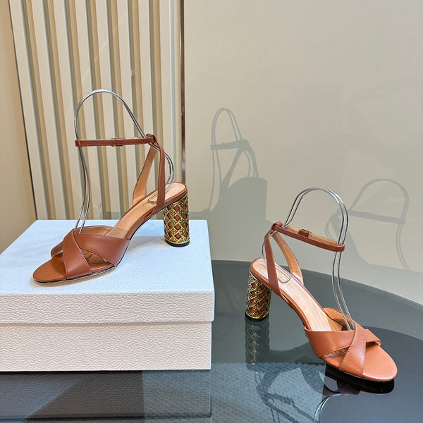 CD Icon Heeled Sandal 95mm Brown Calfskin