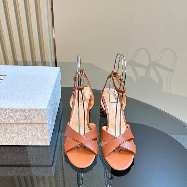 CD Icon Heeled Sandal 95mm Brown Calfskin