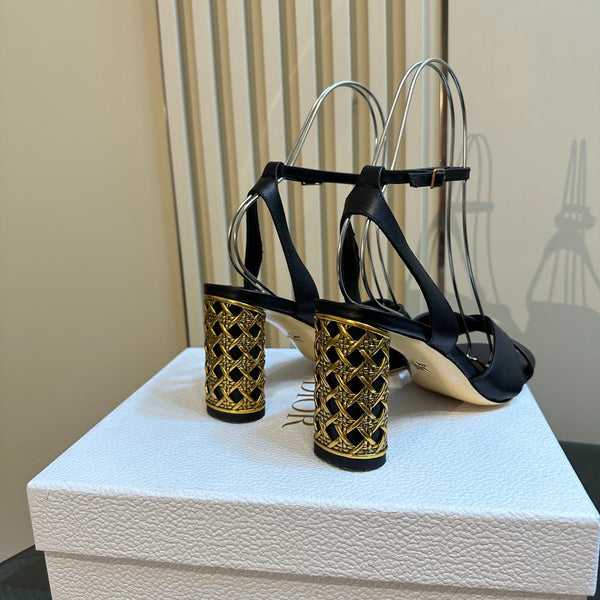 CD Icon Heeled Sandal 95mm Black Calfskin