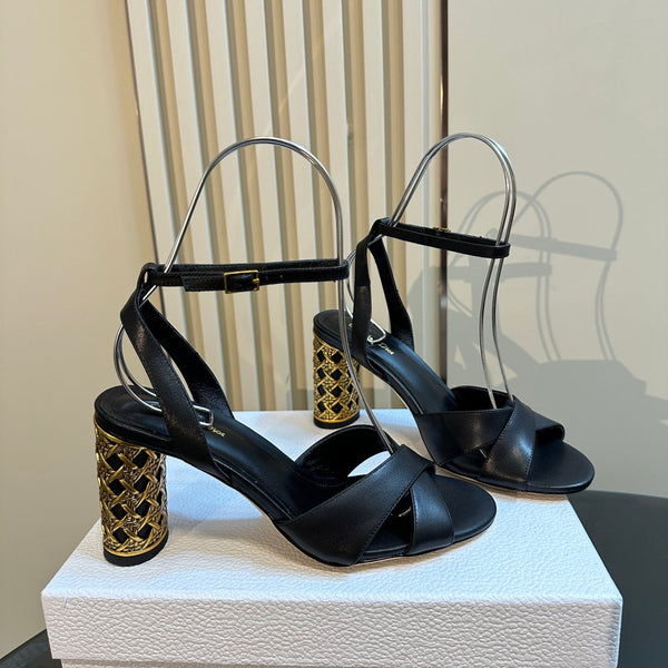 CD Icon Heeled Sandal 95mm Black Calfskin