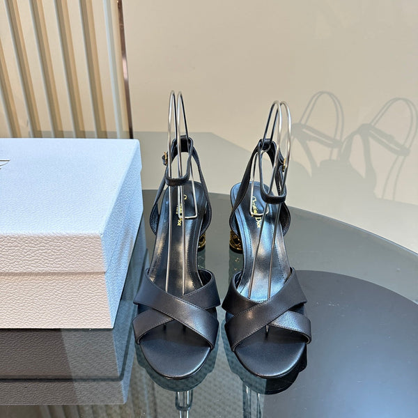CD Icon Heeled Sandal 95mm Black Calfskin