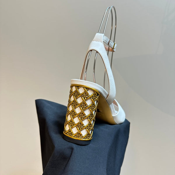 CD Icon Heeled Sandal 95mm White Calfskin