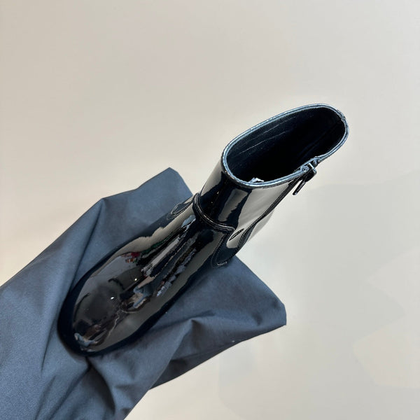 STIVALI CON TACCO SPESSO TRIPHOME IN PELLE DI MONTONE NERA