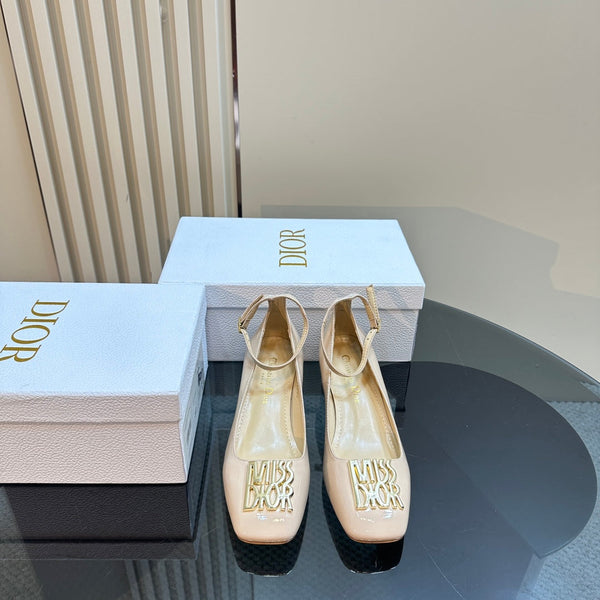 CD Miss Dior Pump 40mm Pelle di agnello beige lucida
