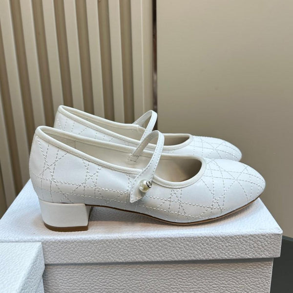 Ballerina CD in morbida pelle di vacchetta bianca