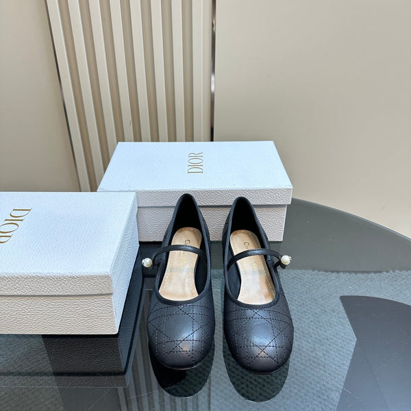 Ballerina CD nera in morbida pelle di vacchetta