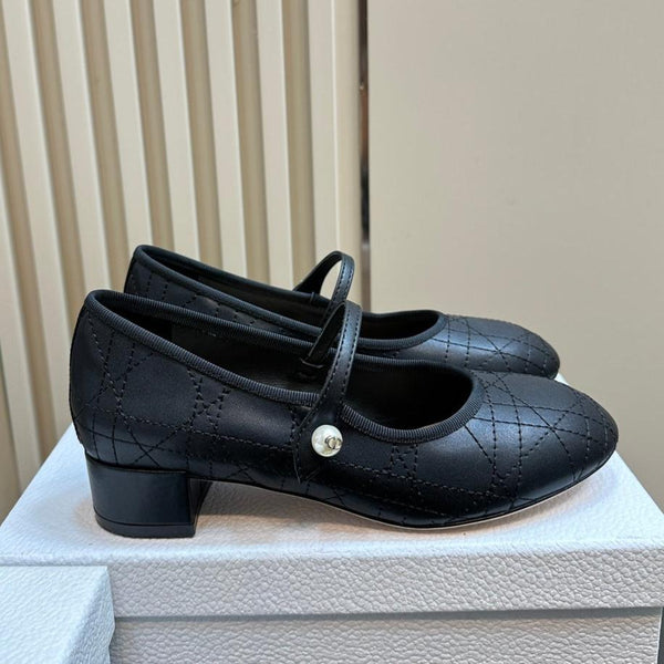 Ballerina CD nera in morbida pelle di vacchetta