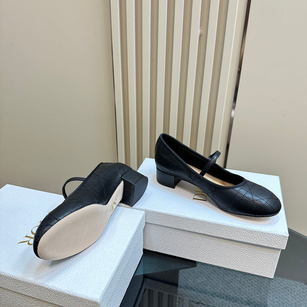 Ballerina CD nera in morbida pelle di vacchetta