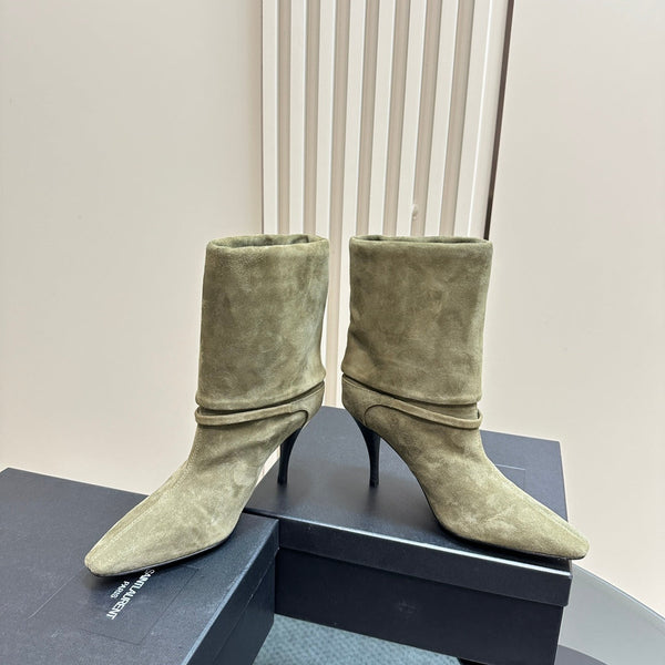 NIKI BOOTIES IN BASIL GREEN SUEDE