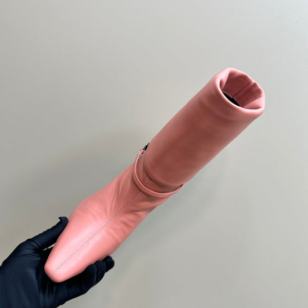 NIKI BOOTIES IN CORAL SHEEPSKIN