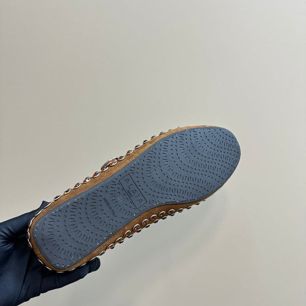 Alaia Strass Suede Ballet Flats In Brown 999324