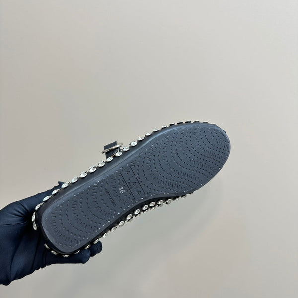 Alaia Strass Suede Ballet Flats In Black 999314