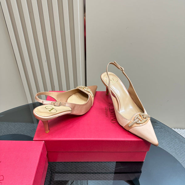 Valentino Slingback Pump 65mm In Beige Lambskin 999013