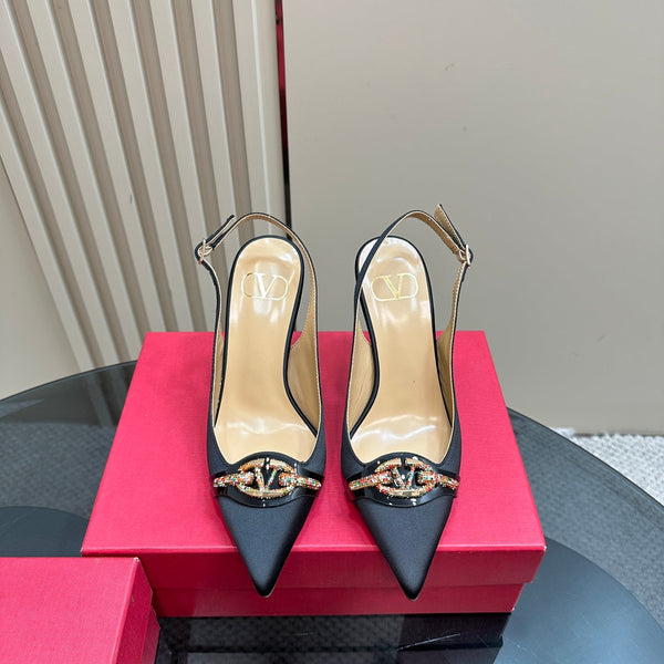 Valentino Slingback Pump 100mm In Black Mix Dark Beige Lambskin 999026