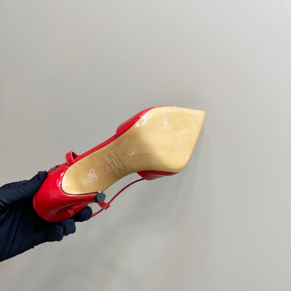 Décolleté con cinturino posteriore in pelle nappa laminata Vlogo Glow 100 mm, rosso mix beige 999052