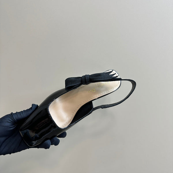Miss Dior Paris Slingback Pump In Black Glossy Cowhide 998868