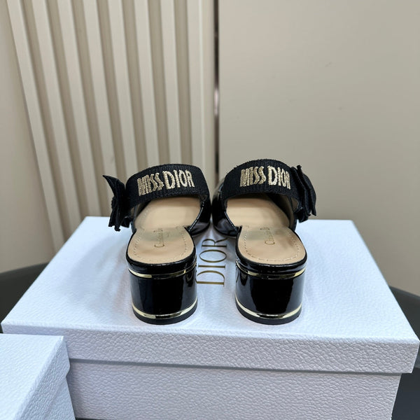 Miss Dior Paris Slingback Pump In Black Glossy Cowhide 998868