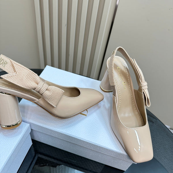 Miss Dior Paris Slingback Pump In Beige Glossy Cowhide 998863