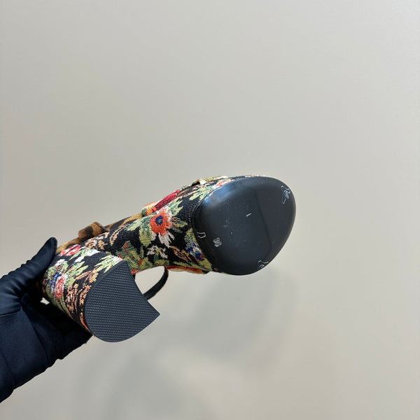 BIANCA PLATFORM SANDALS IN FLOWER PATTERN CANVAS