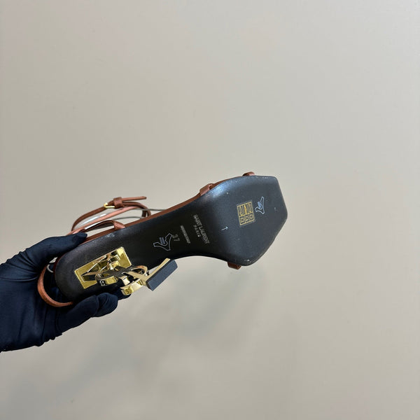 OPYUM HIGH SANDALS IN BROWN SILK