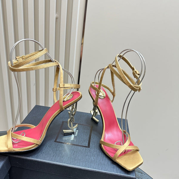 OPYUM HIGH SANDALS IN GOLD SILK