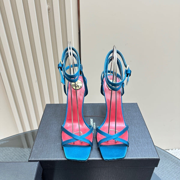OPYUM HIGH SANDALS IN DUCK BLUEE SILK