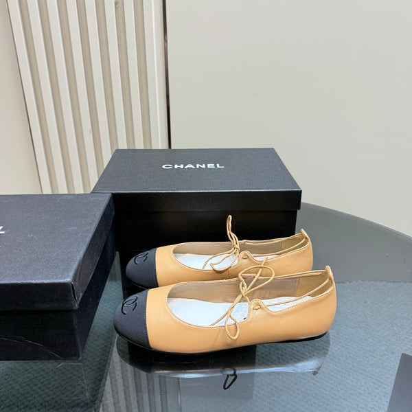 CC 25 Mary Jane Flat Buff Brown Leather with Fabric 239406