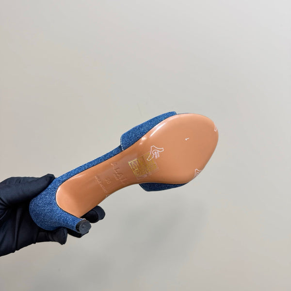 Alaia 2025 Oeillets Embellished Leather Sandals Denim Lambskin 299670