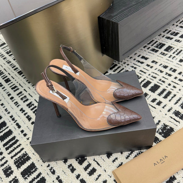 Alaia High Heels Slingbacks Brown Sheepskin 299840