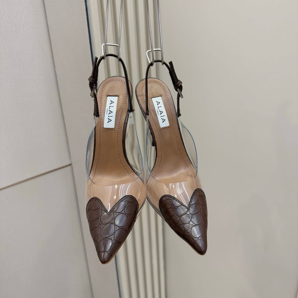 Alaia High Heels Slingbacks Brown Sheepskin 299840