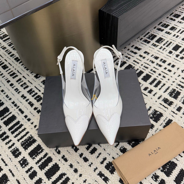 Alaia High Heels Slingbacks White Sheepskin 299841