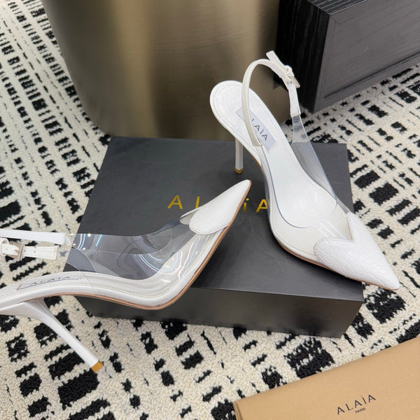 Alaia High Heels Slingbacks White Sheepskin 299841