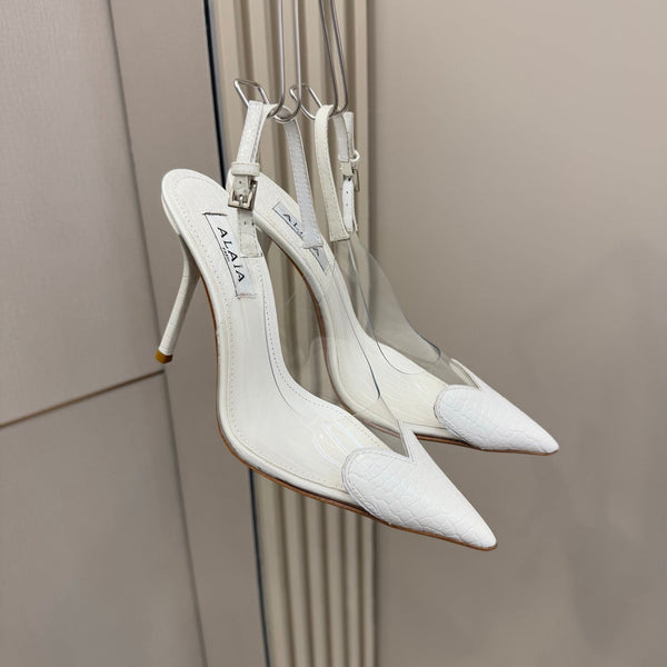 Alaia High Heels Slingbacks White Sheepskin 299841