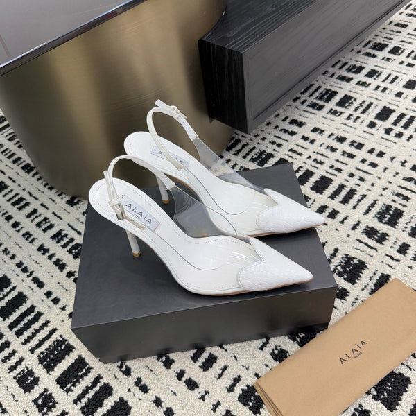 Alaia High Heels Slingbacks White Sheepskin 299841