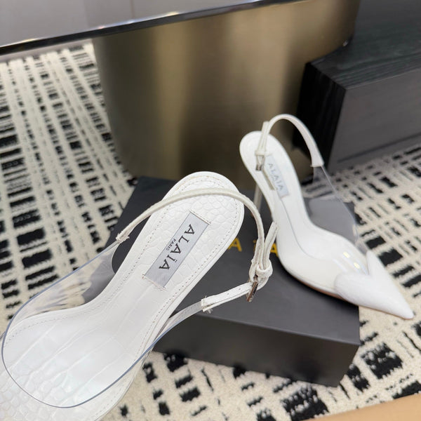 Alaia High Heels Slingbacks White Sheepskin 299841